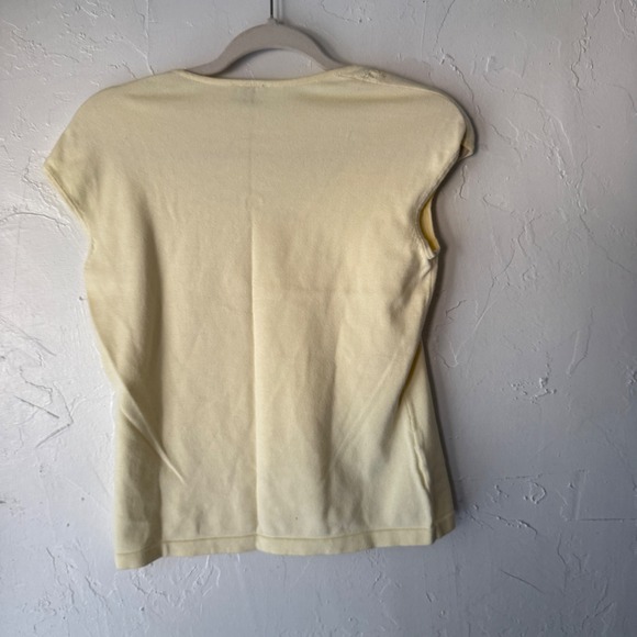Ann Taylor Womens Sweater Top Beaded Neck Butter Yellow M‎ Dainty Cottage Fairy - Picture 5 of 9